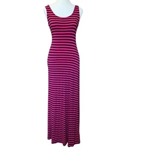 Merona Pink & Navy Striped Stretchy Sleeveless Tank Maxi Dress Size XS - Picture 1 of 8