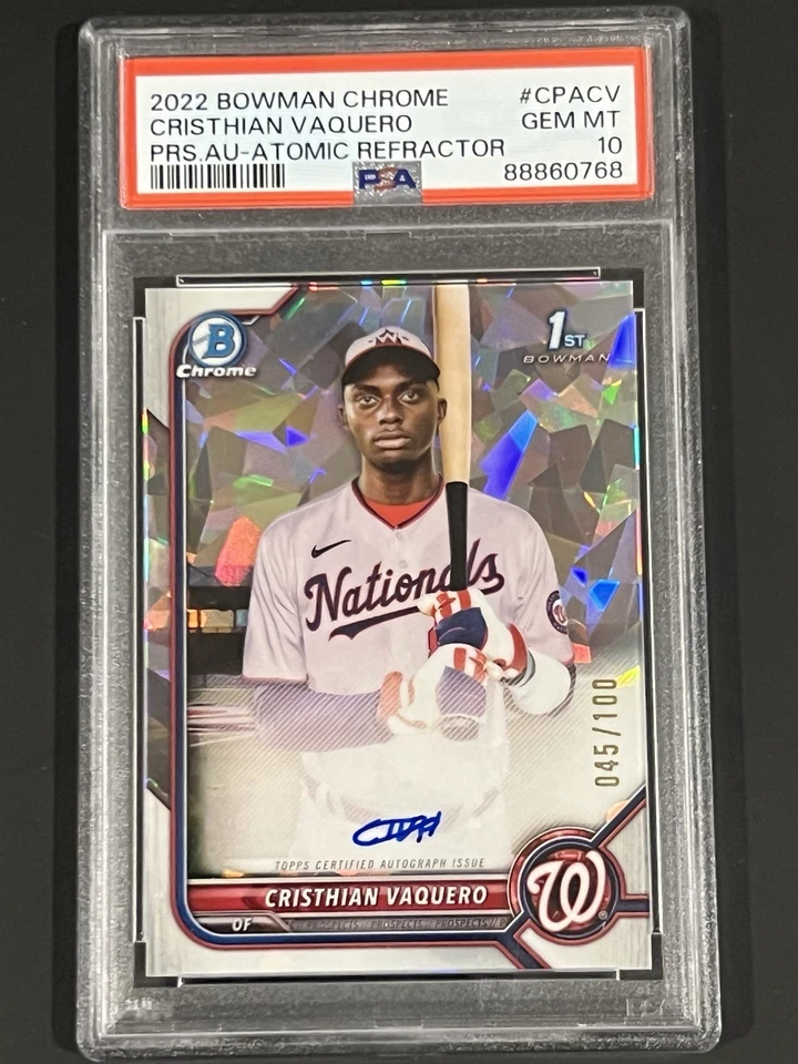 Cristhian Vaquero 1st Bowman Chrome Atomic Auto /100 PSA 10 - Image 1 of 1