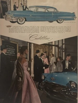 Cadillac 1956 coche de lujo anuncio impreso Orquesta Sinfónica de San Francisco de colección años 50 Foto 1 de 4