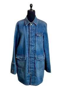 VTG LAUREN JEANS CO. Ralph Lauren Womens MEDIUM Dark Wash Denim Barn Chore COAT - Picture 1 of 10