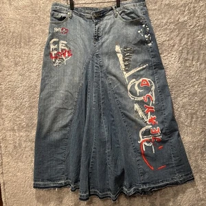 Drama Jeans donna denim maxi gonna anni 90 leggermente elasticizzata taglie forti 18 graffiti - Foto 1 di 9