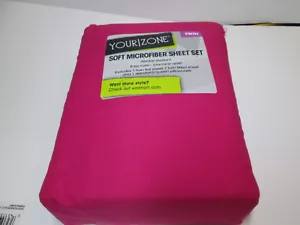 Your Zone Soft Microfiber Twin Sheet Set Hot Pink Fuchsia ~ Wrinkle Resistant - Picture 1 of 3