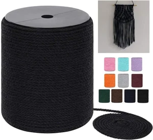 Macrame Cord 4mm x 240Yards 722Feet Colored Cotton Macrame Rope - 3 Strands T... - Picture 1 of 12