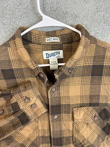 DULUTH TRADING CO Shirt Mens XL Tall Brown Untucked Heavy Flannel Relaxed Fit - Picture 1 of 12