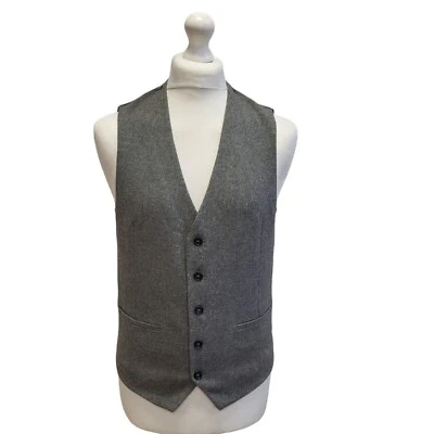 Moss London Grey 2 Pocket Smart Formal Waistcoat Men's M 38'' - Image 1 of 4