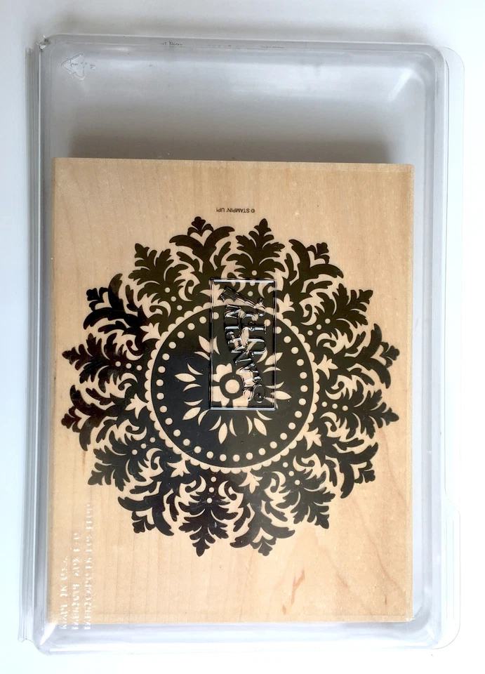Stampin Up! Large Background Medallion Wood Mounted Rubber Stamp - Image 1 of 2