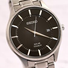 SEIKO Solar Titanium 39mm Black Dial Date Men's Watch Ref.V157-0BX0