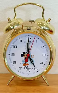 WALT DISNEY WORLD 50th ANNIVERSARY CITIZEN GOLD TONE DOUBLE BELL WECKER - Bild 1 von 7