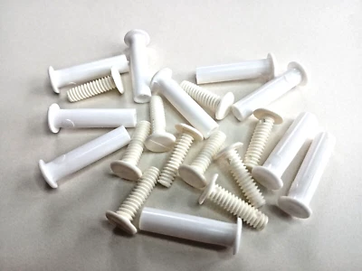 15 sets White Plastic 1" Snap-Lock Screw Binding Posts - Chicago Binder Screws - Image 1 of 4