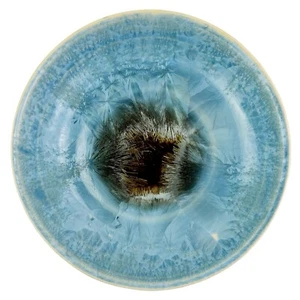 Studio Kunst Keramik Kristall Schmuck Schale Schüssel Künstler signiert blaue Glasur 5,5" - Bild 1 von 17