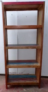 Libreria in teak legno riciclato da imbarcazioni industrial cm 80x40x180h - Imagen 1 de 7