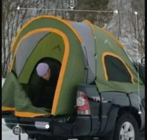 Pickup Truck Tent Waterproof Pu2000mm Double Layer 5.5-6.5 Ft Bed Green/Orange - Picture 1 of 9