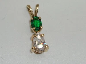 ORO MASSICCIO 14K CIRCA 1/2ct + CIONDOLO DIAMANTE & CHATHAM SMERALDO! - Foto 1 di 7