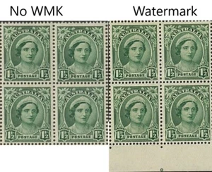 1940 Australian Queens Mum Blocks Set WMK / No-WMK 4x11/2d Flannel Flower Stamps - Picture 1 of 1