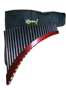 Black Professional Lupaca Pan Flute 24 Pipes Burnt Bamboo - Picture 1 of 3