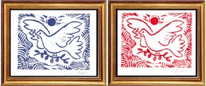 2 Prints "Dove of Peace" Pablo Picasso Hand Signed Ltd Edition w/COA(unframed) - Picture 1 of 3