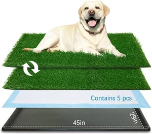 (2) X-LARGE Dog Grass Pee Pads+Tray Indoor Training Toilet Litter Box 45X29 - Picture 1 of 7