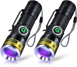 UV 395Nm Lights Flashlights USB Rechargeable Ultraviolet LED Blacklight Mini Woo - Picture 1 of 12