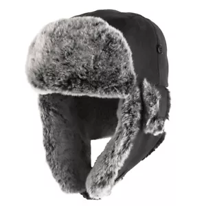 Aviator Pilot Negro Ushanka - Gorro de aviador del ejército militar de piel de - Imagen 1 de 6