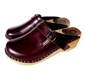 Zuecos suecos Troentorp of Bastad Raphael para mujer talla 38 rojo burdeos gruesos - Imagen 1 de 9