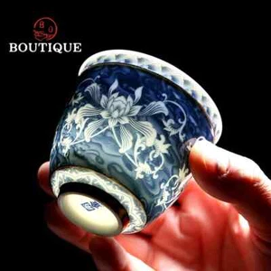 140 ml blau-weiß Porzellan Teetasse chinesische Jingdezhen kleine Teeschale - Bild 1 von 4
