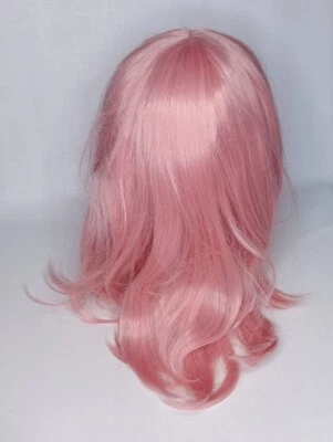 Женский розовый волнистый синтетический парик с челкой - Изображение 1 из 4