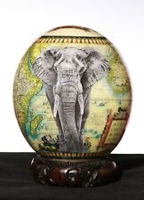 Straußenei Elefant Decoupage handgefertigt ohne Ständer aus Südafrika 836 neu