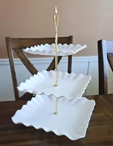 DAFURIET Dessert Cupcake Stand, 3 Tier Cup Cake Holder Tower 10"L x 10"W x 14.5" - Picture 1 of 8