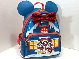 Disney Mickey Mouse & Friends Happy Holidays Loungefly Mini Rucksack Tasche Neu mit Etikett - Bild 1 von 12