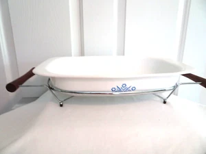 Vintage CORNINGWARE Röster P-21 blau Kornblume mit Metall und Holz Caddy - Neu ohne Etikett - Bild 1 von 9