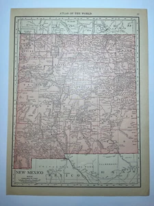 1911 NEW MEXICO State Map w/Indian Reserv fm 1912 Rand McNally Atlas SEE DESCRIP - Picture 1 of 4