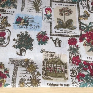 444. Vintage Flora und Fauna Natur LEINEN - Baumwollstoff. Letztes Stück 65x153 cm - Bild 1 von 4