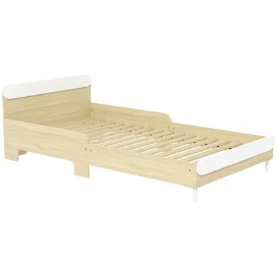AIYAPLAY Letto per Bambini 3-10 Anni Basso in Legno e MDF Bianco e color Legno - Immagine 1 di 4