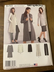 Simplicity Muster 8265 Misses ungefütterter Mantel ~ Weste ~ Strickhose ~ Rock ~ Tunika Gr. 16-24 - Bild 1 von 2