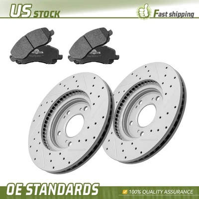 Rotores de disco perforados delanteros + pastillas de freno para Jeep Compass Patriot Dodge Avenger Foto 1 de 4