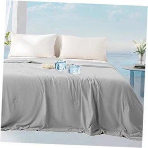  Summer Comforter Full Queen Size Bed Cooling Bedding Queen/Full (90"x90") Grey - Picture 1 of 8
