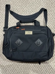LL Bean Black Canvas Messenger Laptop Shoulder Strap Handle Bag 294131 - Picture 1 of 17