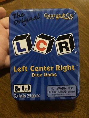 The Original LCR Left Center Right Dice Game Blue Tin George & Company NEW - Image 1 of 3