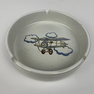 Otagari Japan Ashtray  ~  Speckled Ceramic ~ Biplane ~5.75" - Picture 1 of 5