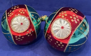 VTG Christopher Radko Set of 2 Triple Indent Reflector 5" Christmas Ornaments - Picture 1 of 8