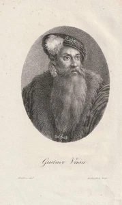 c1820 Gustav I. Wasa König von Schweden Sverige Lithographie-Porträt - Imagen 1 de 1