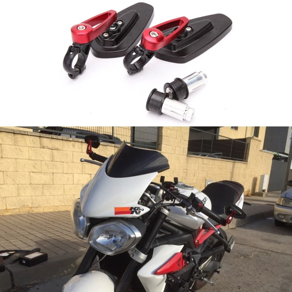 Motorcycle 7/8" Handle Bar End Mirror For Triumph Street Speed Triple Tiger 800 — 第 1/4 张图片