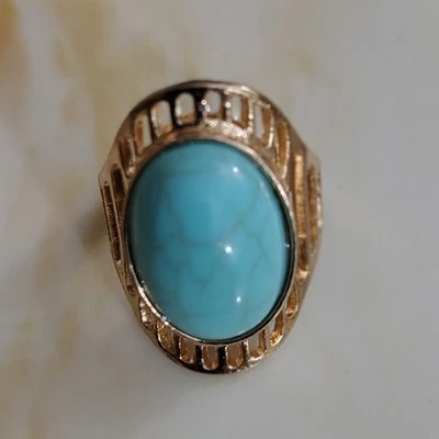 Anillo Rivka Friedman Audaz Revestido de Oro Imitación Turquesa y Cristal Doblete S8 Foto 1 de 4