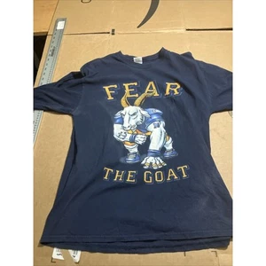 Fear The Goat Navy Graphic Blue Long Sleeve Tee, Size Large Gildan, Crew Neck - Picture 1 of 14
