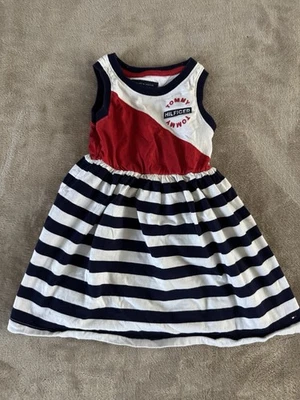 Tommy Hilfiger Girls Dress 3T Red White Blue Striped Fit & Flare Sleeveless - Image 1 of 4