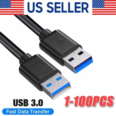 USB 3.0 A Male to A Male Cable Data Transfer Super Speed Power Charger Metal LOT - Image 1 of 4