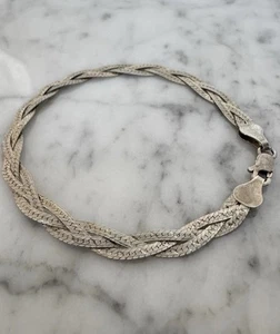 Italien 925 Sterlingsilber geflochten Fischgrät Kette Gliederarmband 7" - 4,37 g - Bild 1 von 19