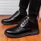 Men's Autumn and Winter Flat Faux Leather High Top Business Plush Warm Shoes
