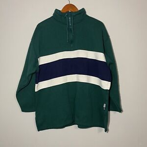 Vintage Y2K Retro Energy Zone Mens Pullover Sweatshirt Striped Green Size Xl