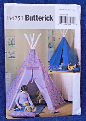 Butterick Pattern 4251 Craft Inside Tent Teepee Play House Reading Nook Uncut - Image 1 of 2